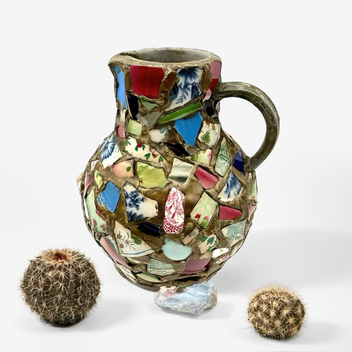 Grand vase mosaïque pique-assiette
