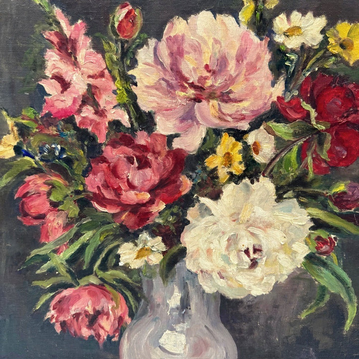Huile Nature Morte bouquet champêtre