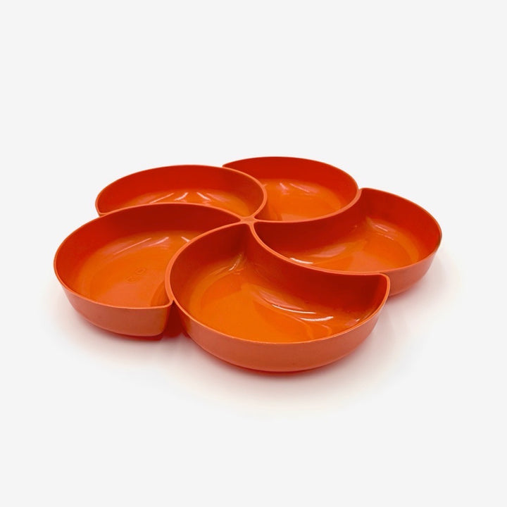 Plat apéritif fleur orange années 70