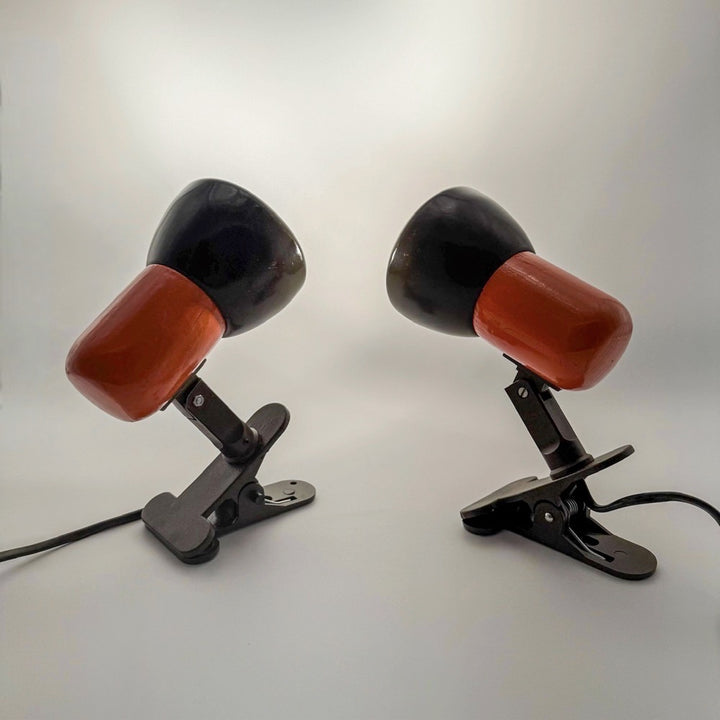 Duo de spot à pinces orange et marron années 70