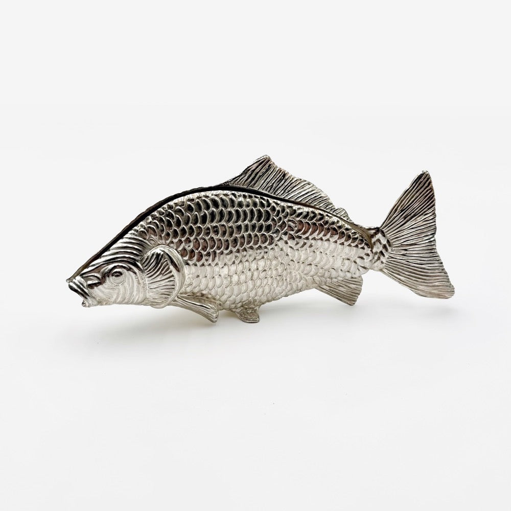 Porte-serviettes forme poisson en métal argenté années 60