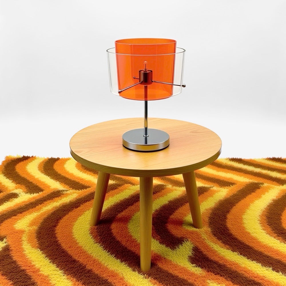 Lampe plexiglass orange et chrome années 90