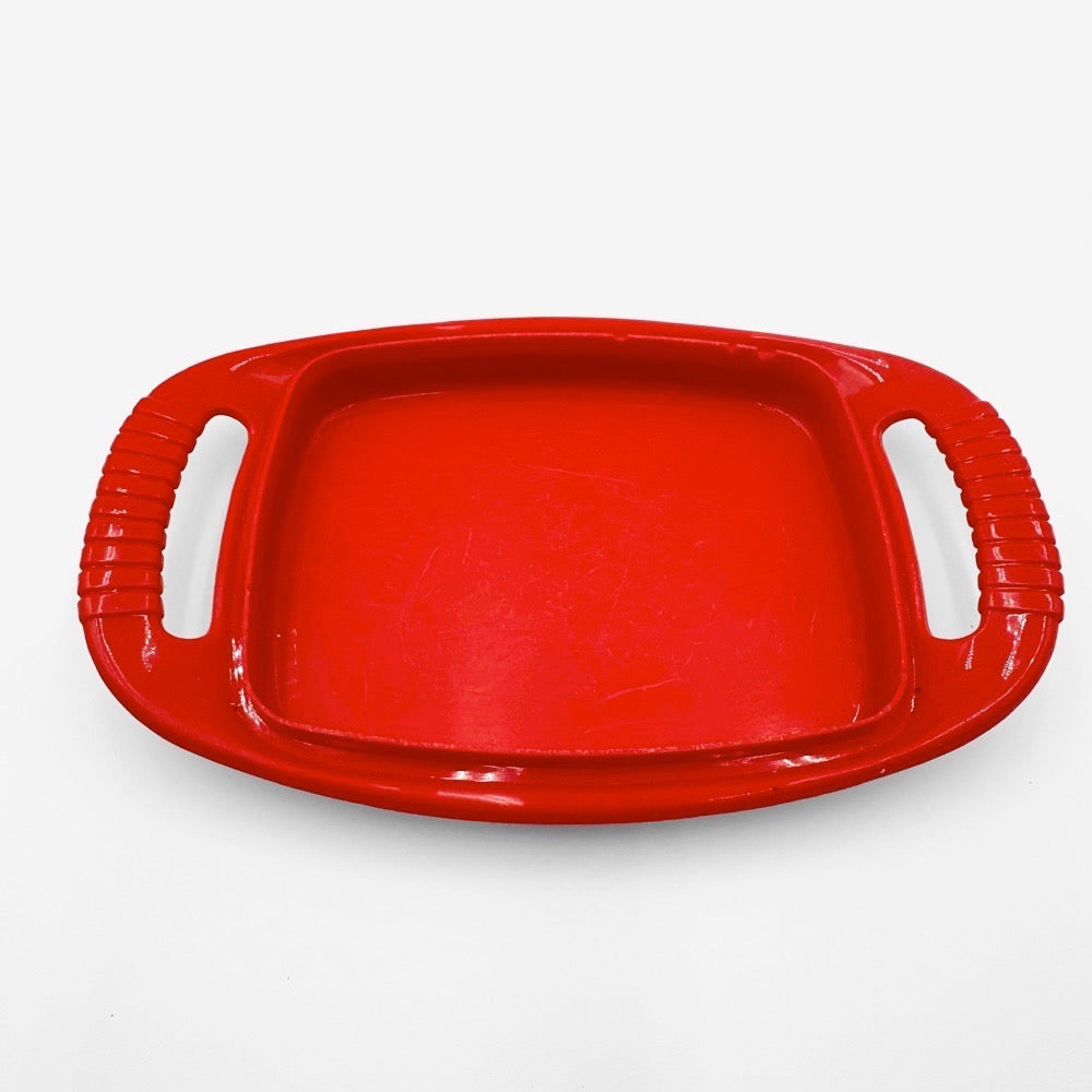 Beurrier Emsa rouge décor floral années 70