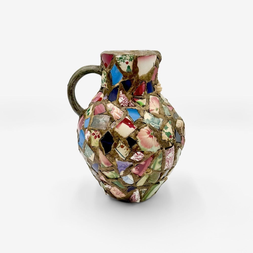 Grand vase mosaïque pique-assiette