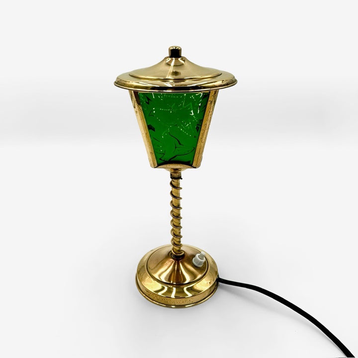 Veilleuse réverbère laiton et verre années 50