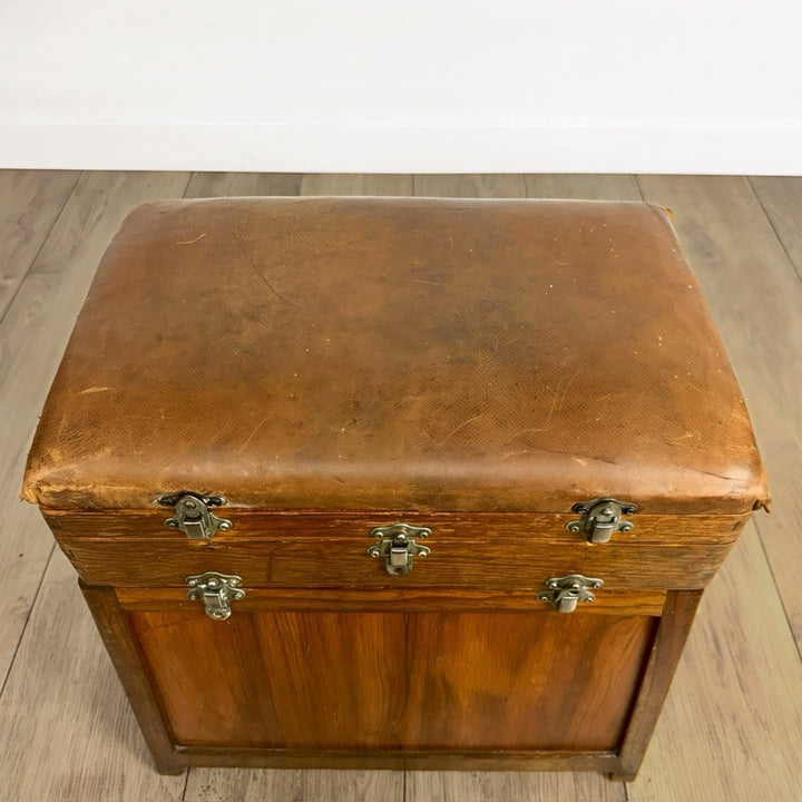 Ancien tabouret de pêcheur bois et cuir