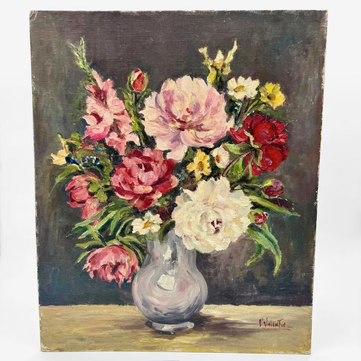Huile Nature Morte bouquet champêtre