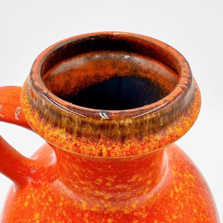 Vase céramique orange boule à anse Jasba 70's