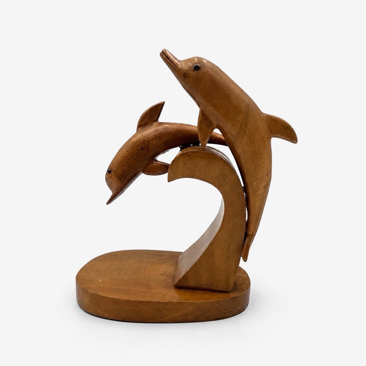 Sculpture scandinave en bois dauphins années 50