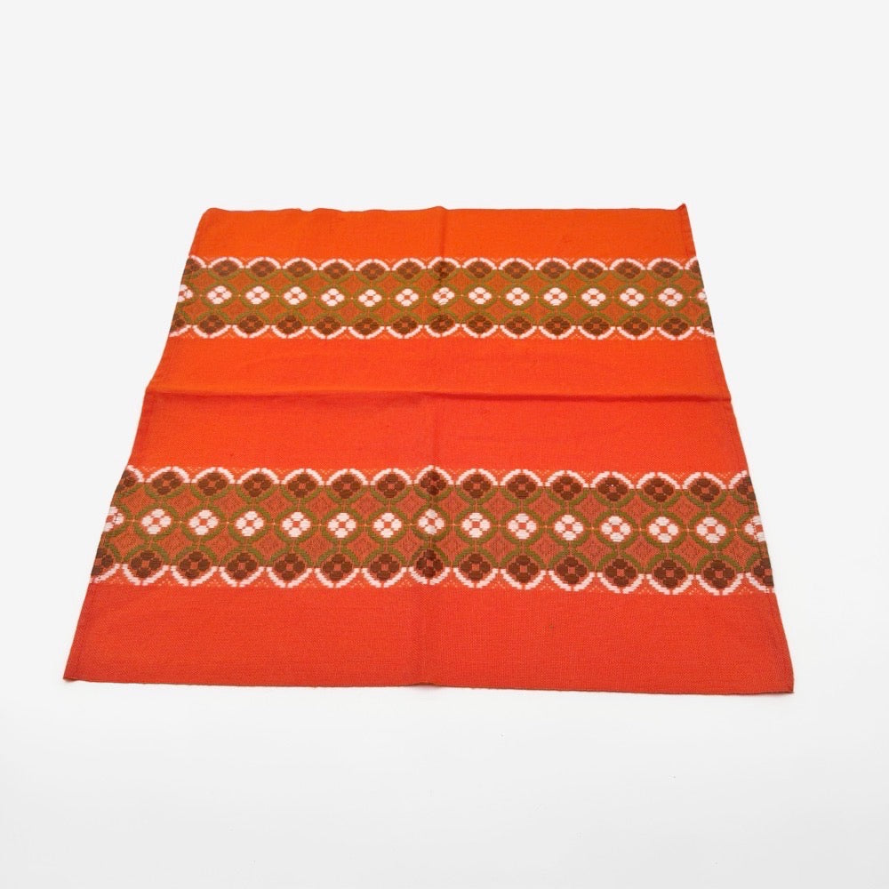 Duo de serviettes tissu orange années 70