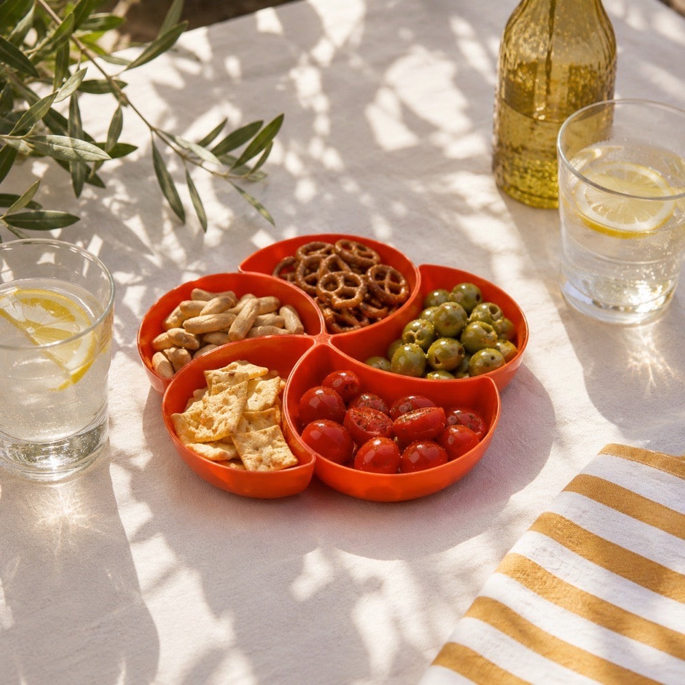 Plat apéritif fleur orange années 70
