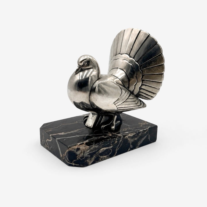 Sculpture Art déco pigeon-paon Perrina 1930