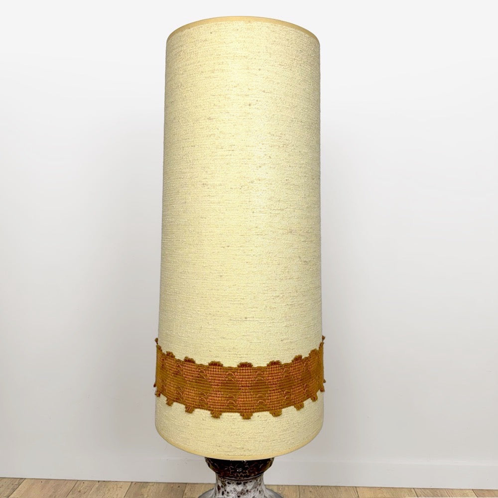Lampe de sol céramique et toile de jute années 70