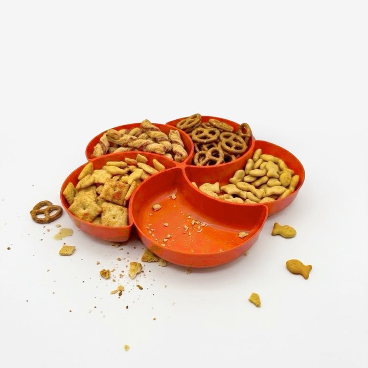 Plat apéritif fleur orange années 70