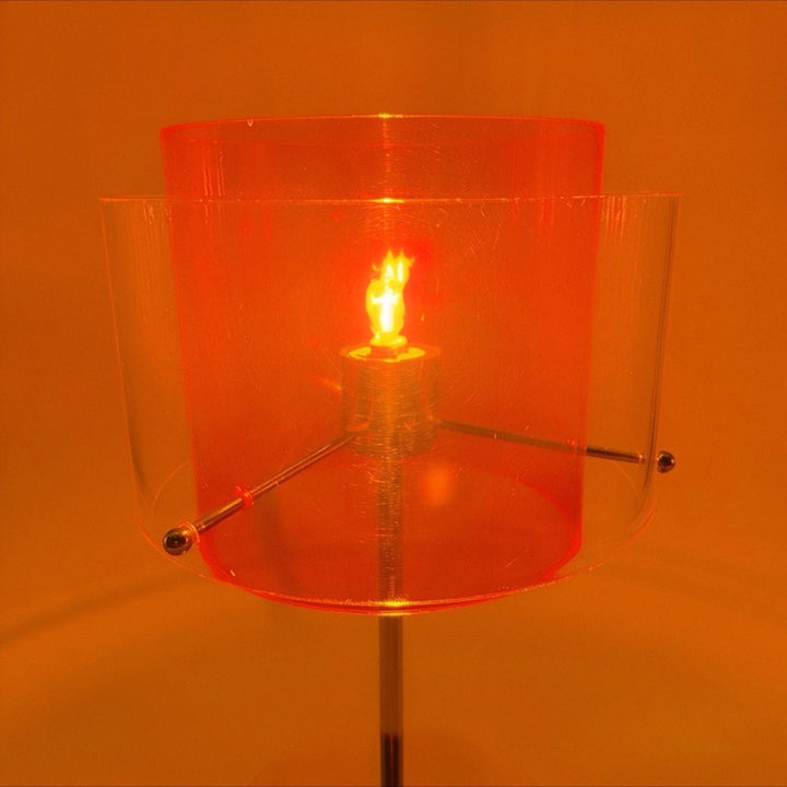 Lampe plexiglass orange et chrome années 90