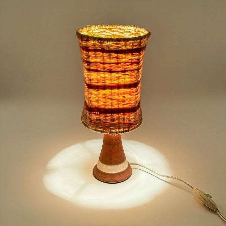 Lampe terre cuite et laine années 70