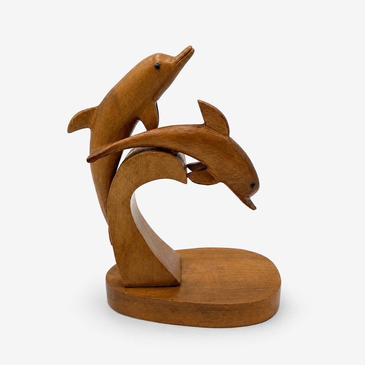 Sculpture scandinave en bois dauphins années 50