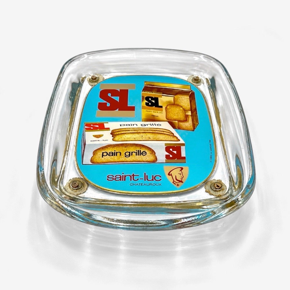 Vide-poche publicitaire en verre biscottes Saint-Luc années 60