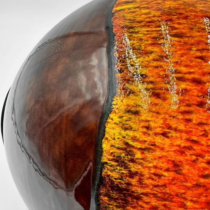 Vase céramique orange boule à anse Jasba 70's