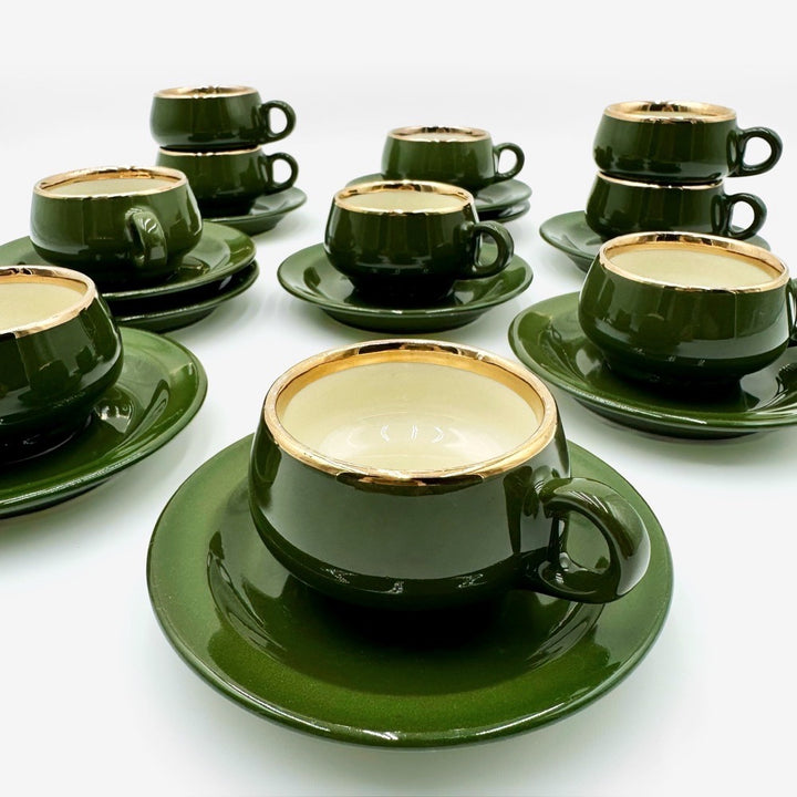 Tasses à expresso vert empire filet or Helvetia express
