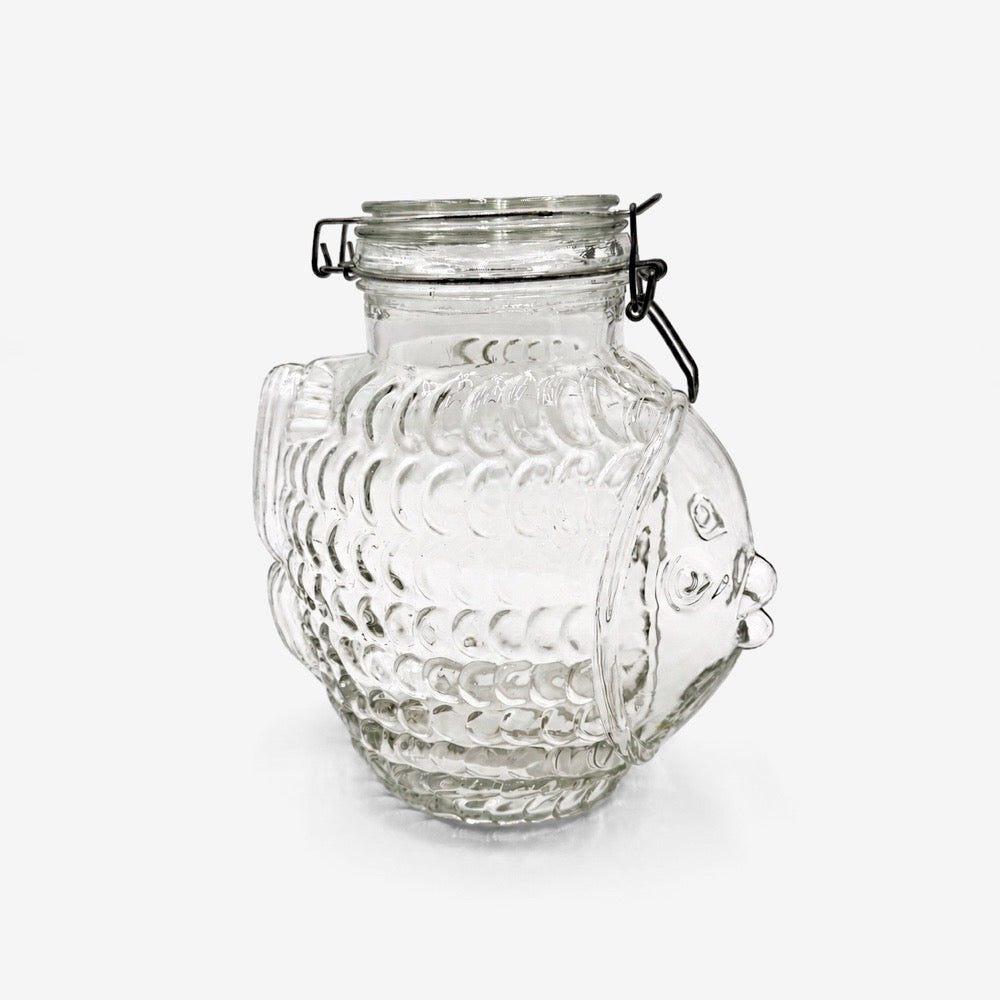 Bocal poisson en verre moulé années 80