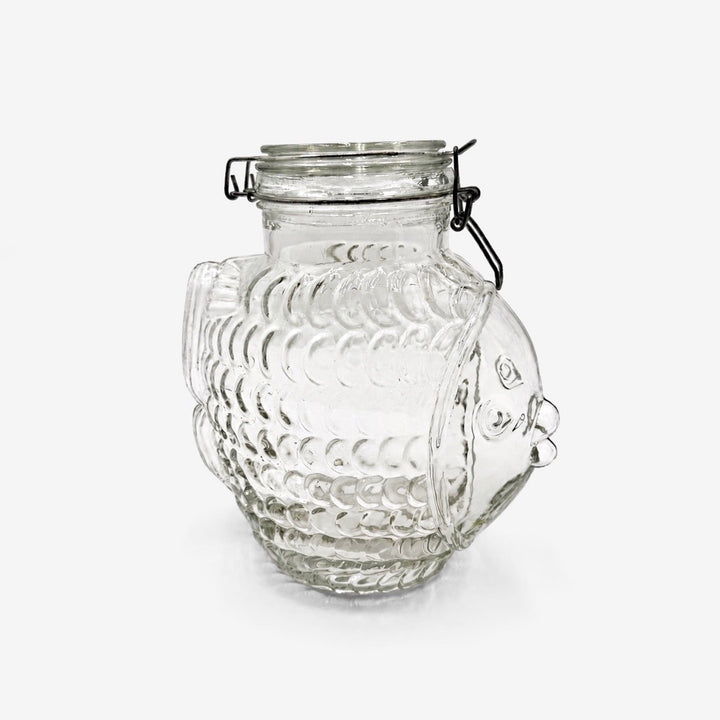 Bocal poisson en verre moulé années 80