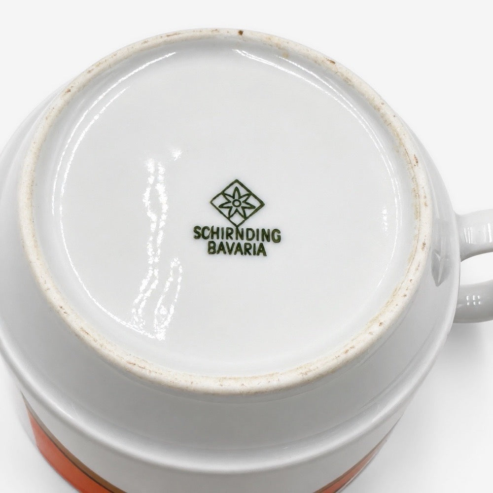 Tasses à café Schirnding Bavaria orange graphique années 70