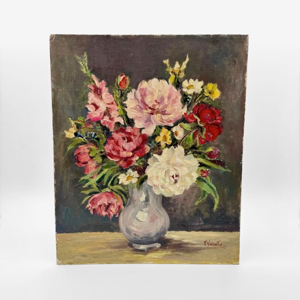 Huile Nature Morte bouquet champêtre