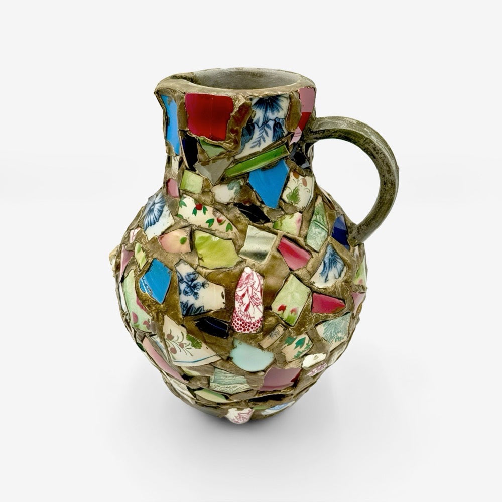 Grand vase mosaïque pique-assiette