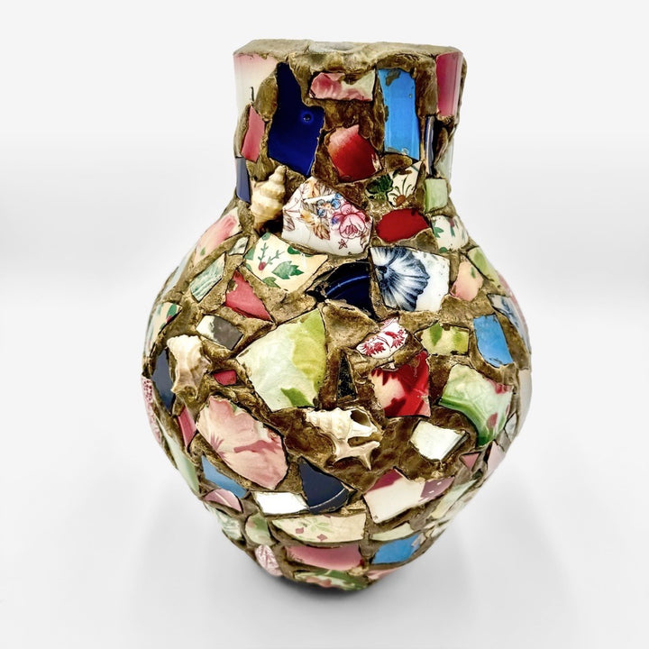 Grand vase mosaïque pique-assiette