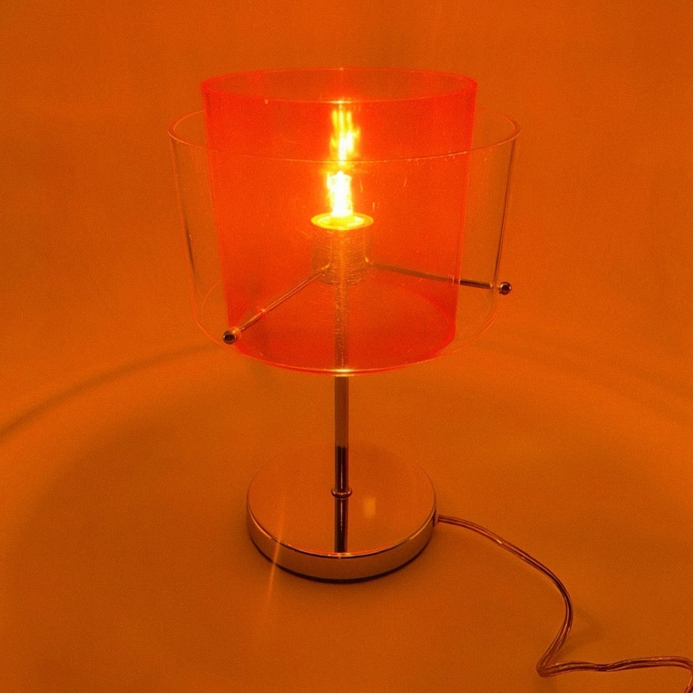Lampe plexiglass orange et chrome années 90