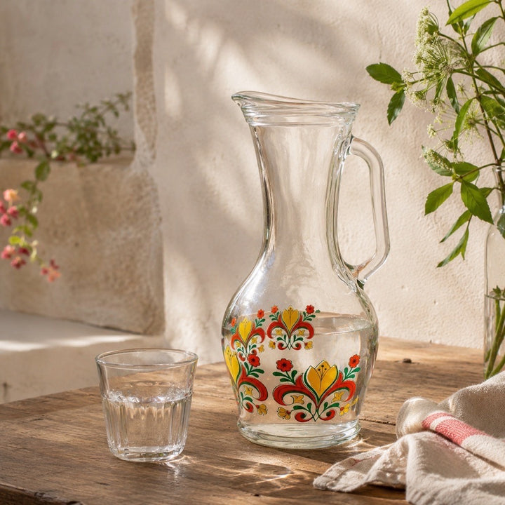 Carafe fleurie années 70