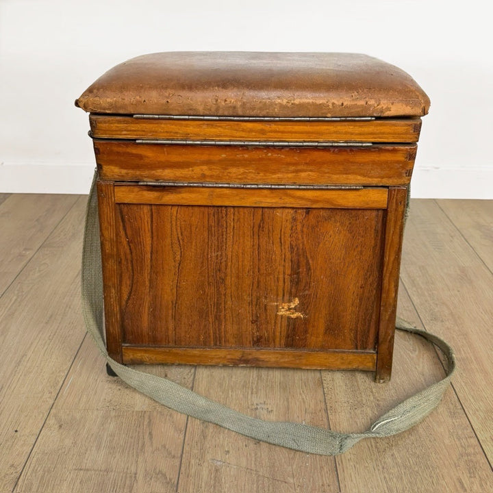 Ancien tabouret de pêcheur bois et cuir