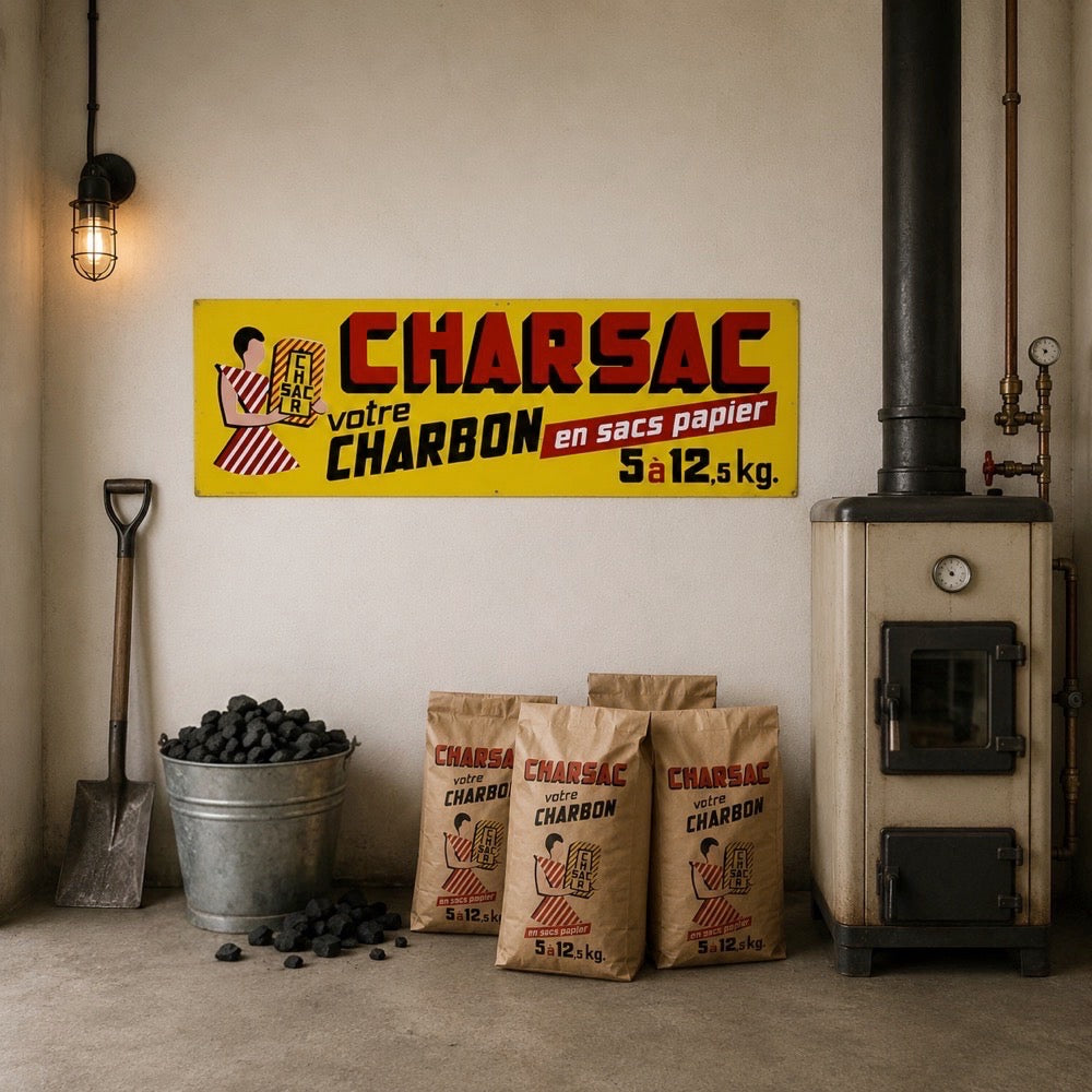 Tôle publicitaire sérigraphie Charbon Charsac Kroma 60'S