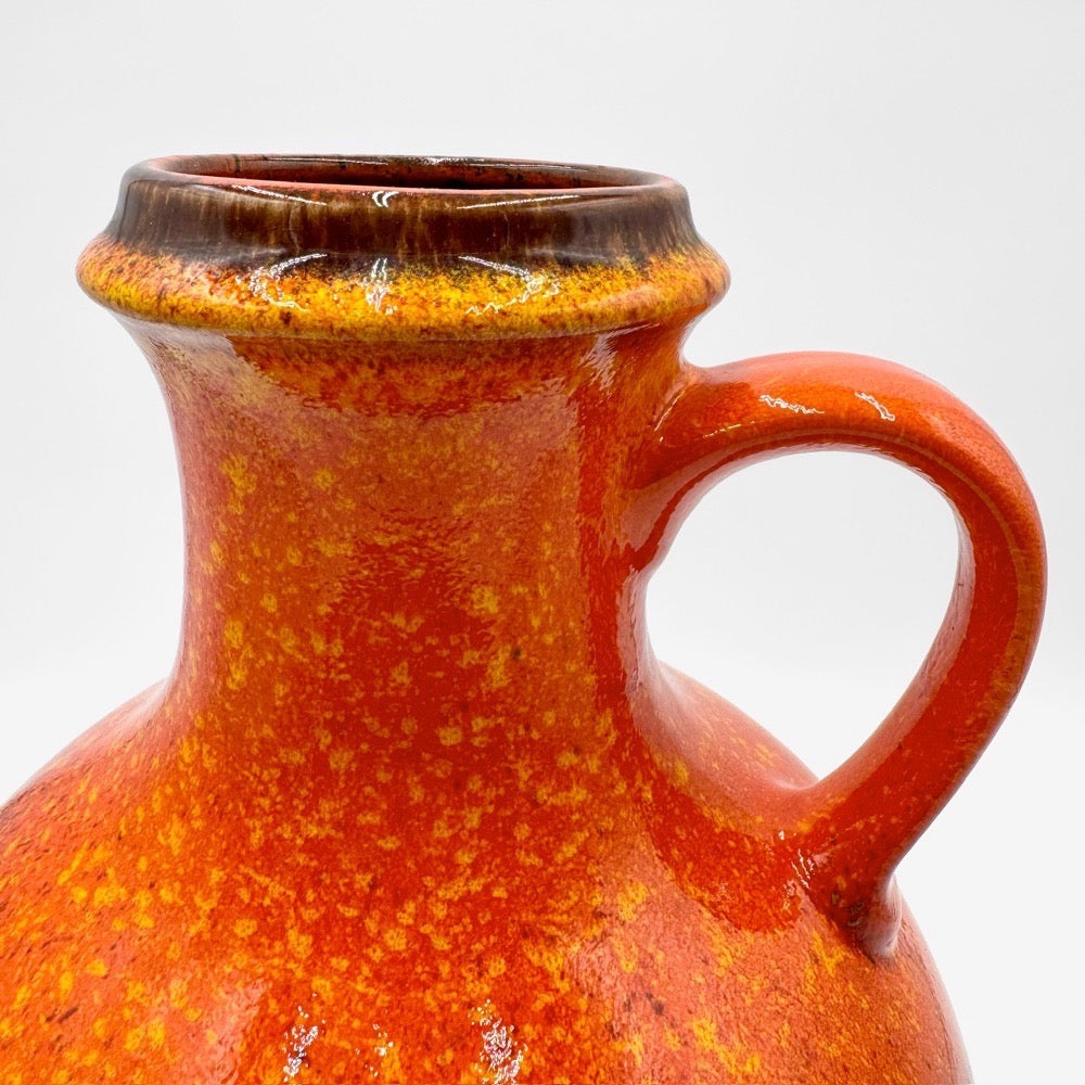 Vase céramique orange boule à anse Jasba 70's