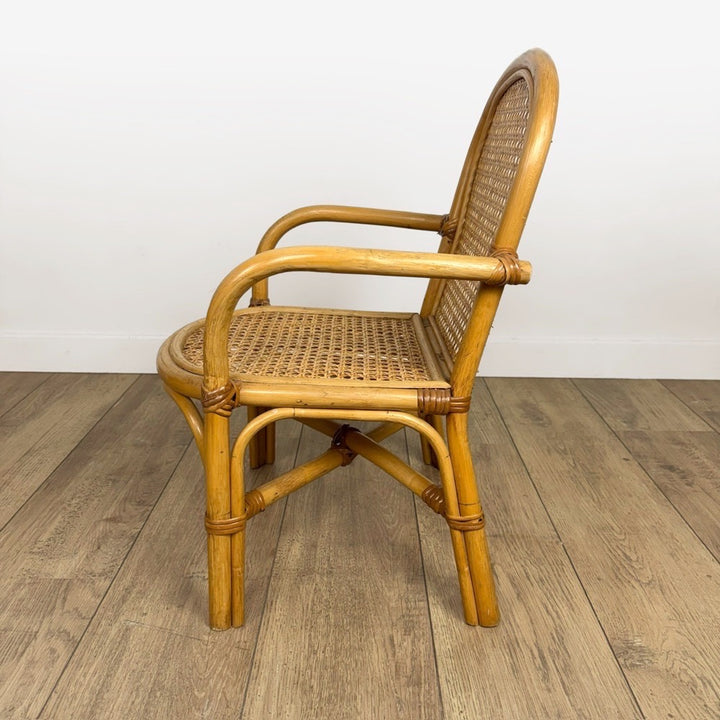 Fauteuil enfant rotin et cannage années 60