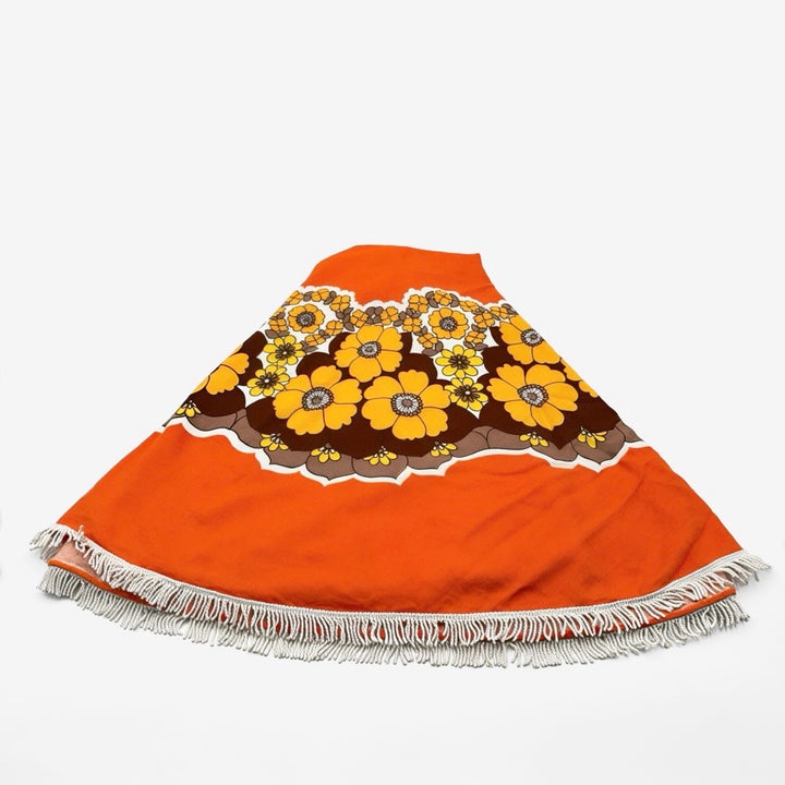 Nappe ovale motif flower power années 70