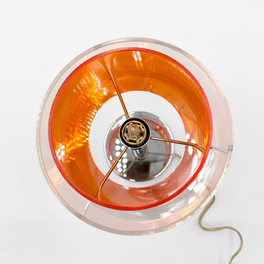 Lampe plexiglass orange et chrome années 90