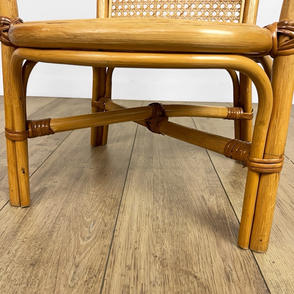 Fauteuil enfant rotin et cannage années 60
