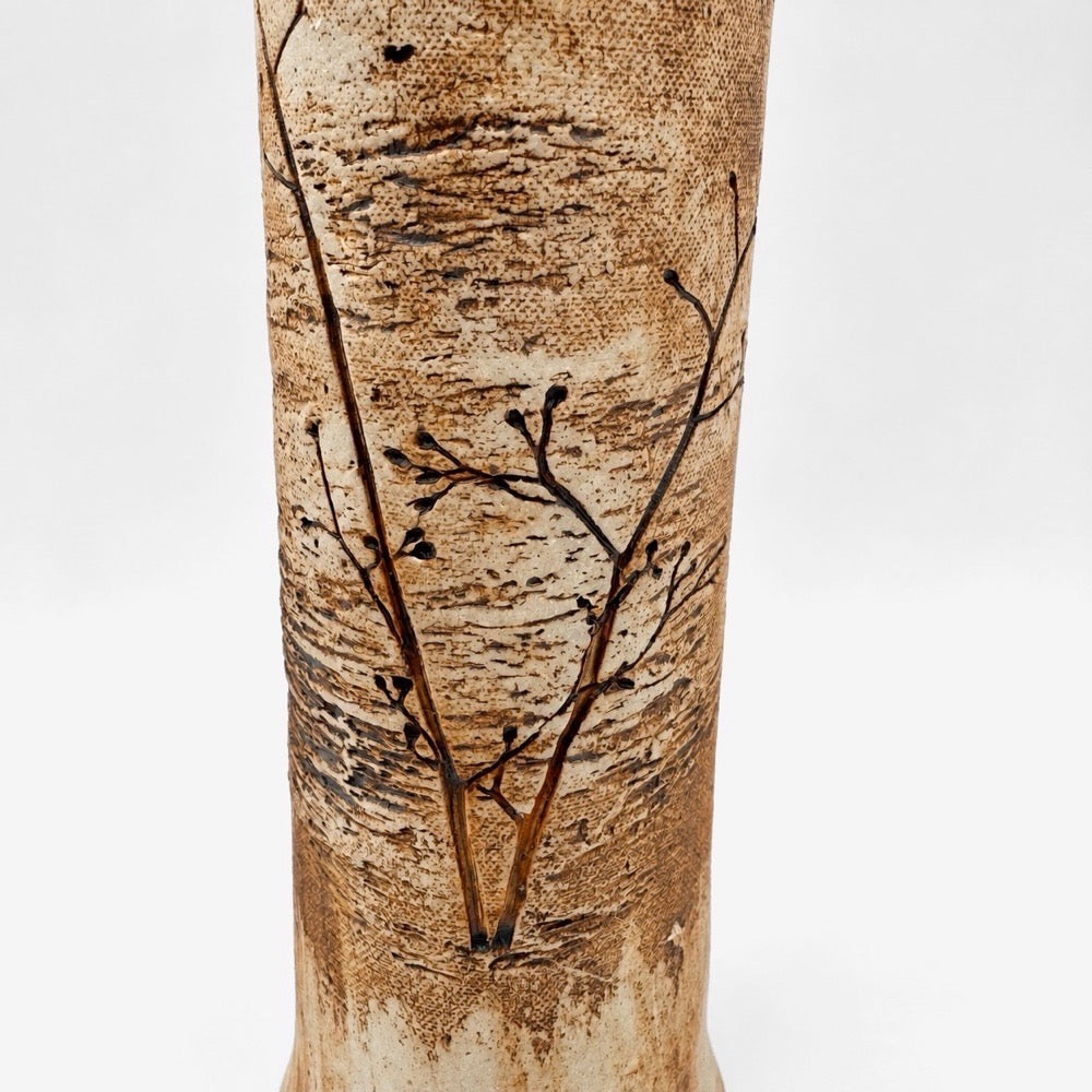 Soliflore asymétrique en grès de Derek Rowe  Underground Pottery Australie années 80