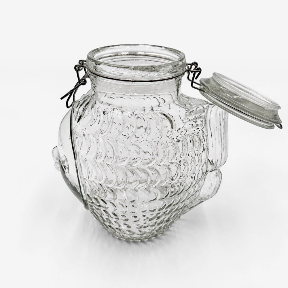 Bocal poisson en verre moulé années 80