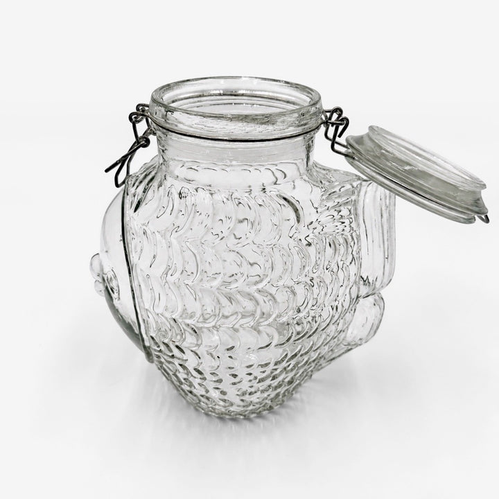 Bocal poisson en verre moulé années 80