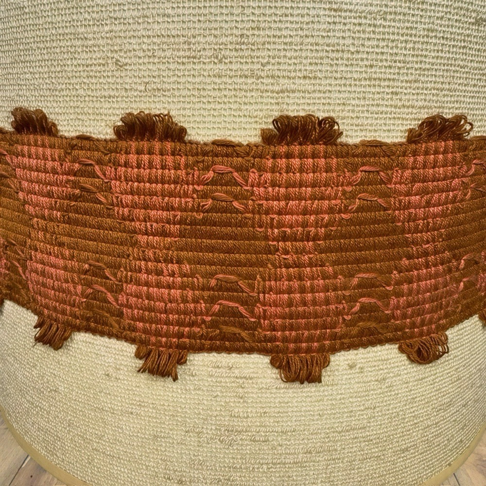 Lampe de sol céramique et toile de jute années 70