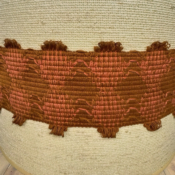Lampe de sol céramique et toile de jute années 70