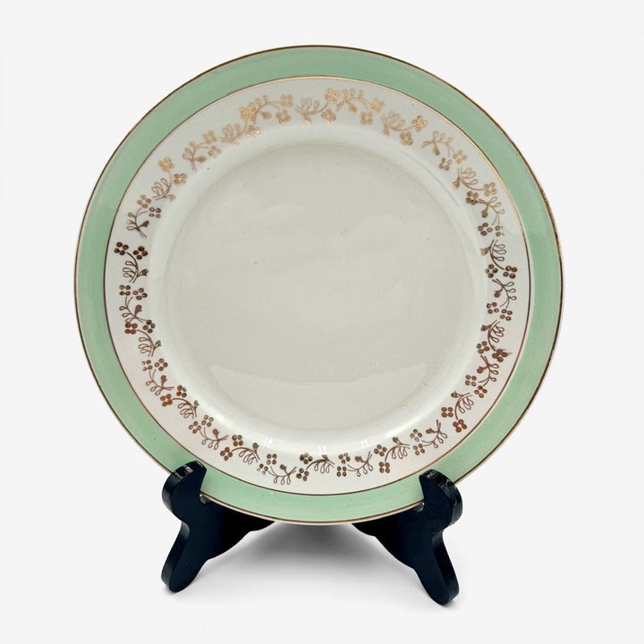 Assiettes à dessert vert menthe et dorure KG Lunéville
