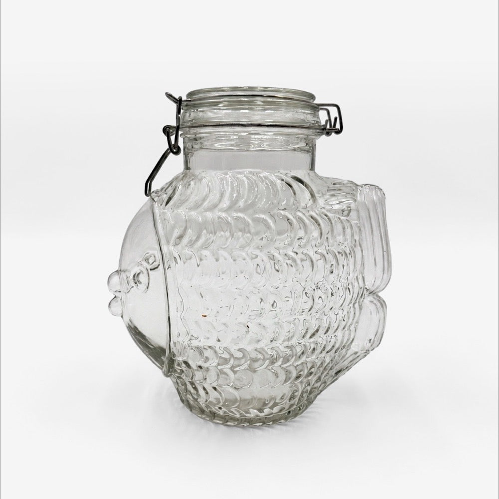 Bocal poisson en verre moulé années 80