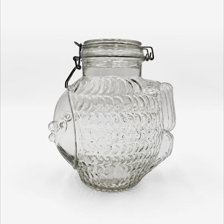 Bocal poisson en verre moulé années 80