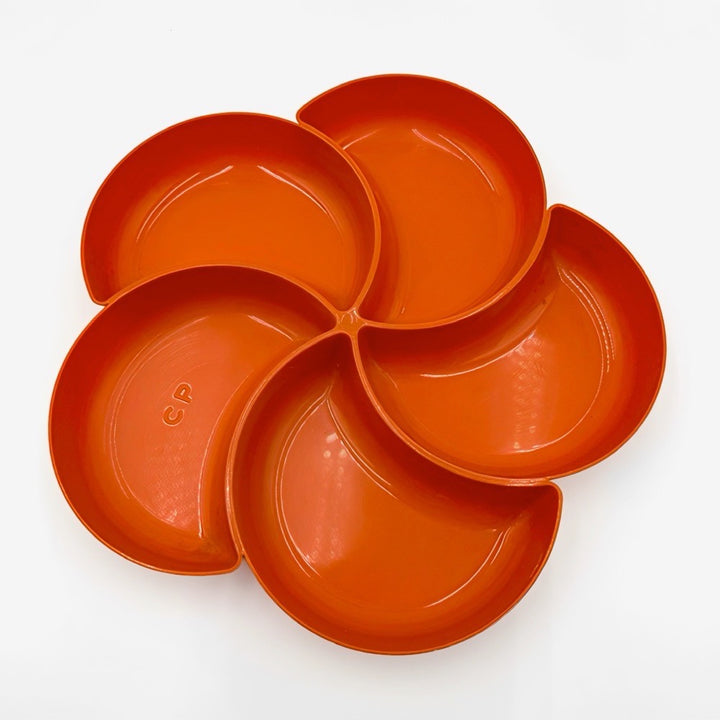 Plat apéritif fleur orange années 70