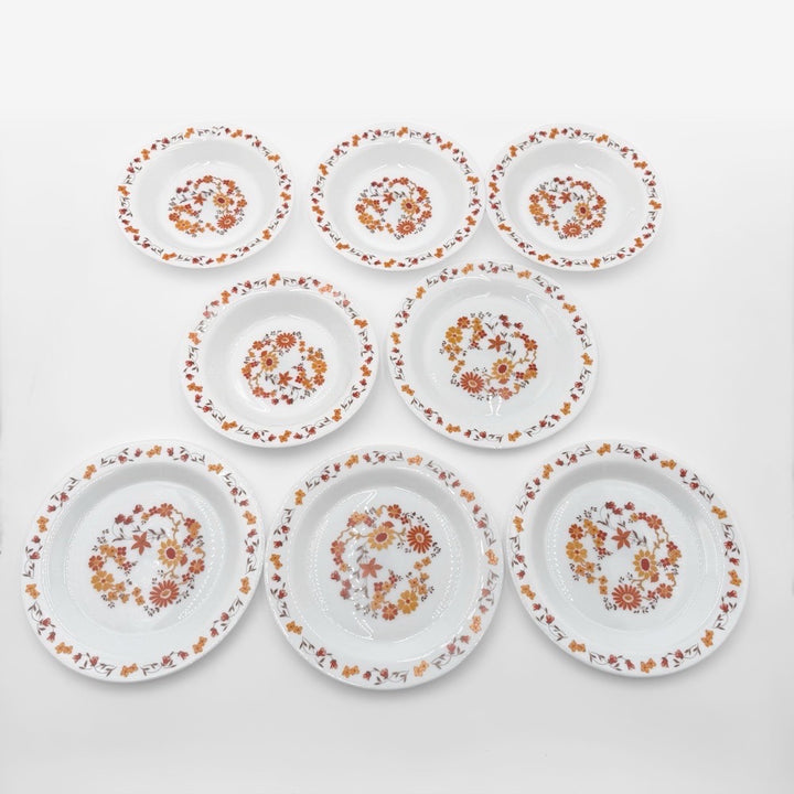 Assiettes plates et à soupe Arcopal modèle flore 70's