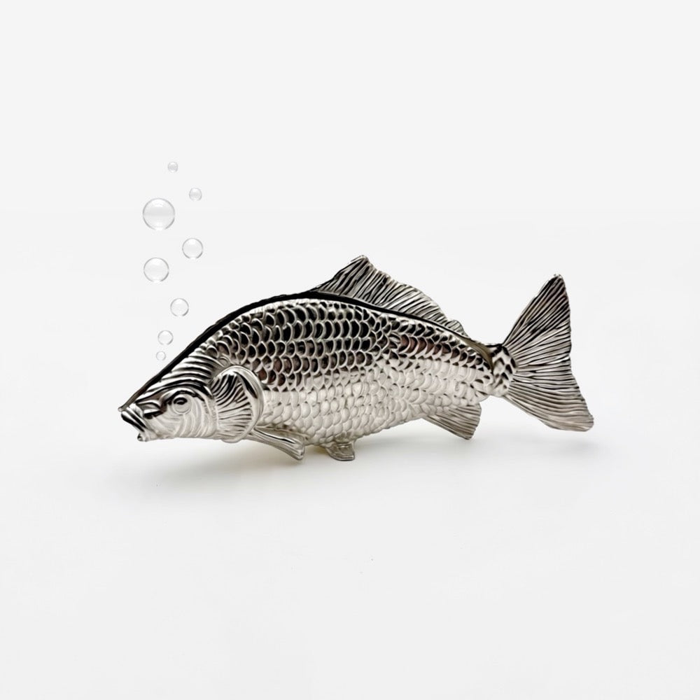 Porte-serviettes forme poisson en métal argenté années 60